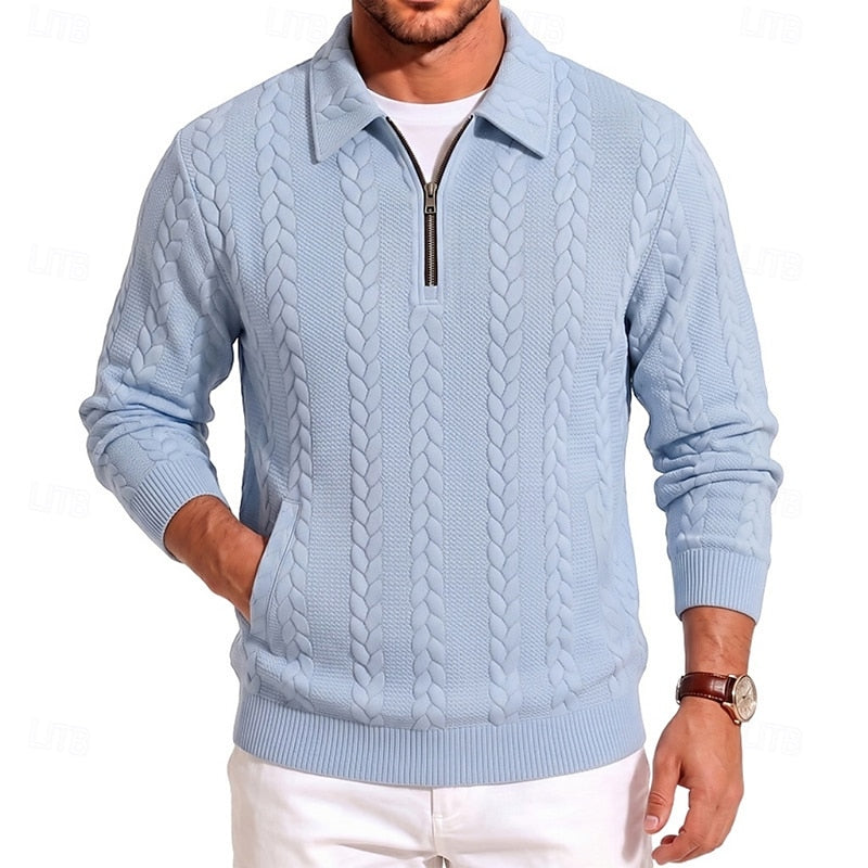 Kessoro men's textured quarter-zip knit sweater in one of five colourways, view 2 of 10
