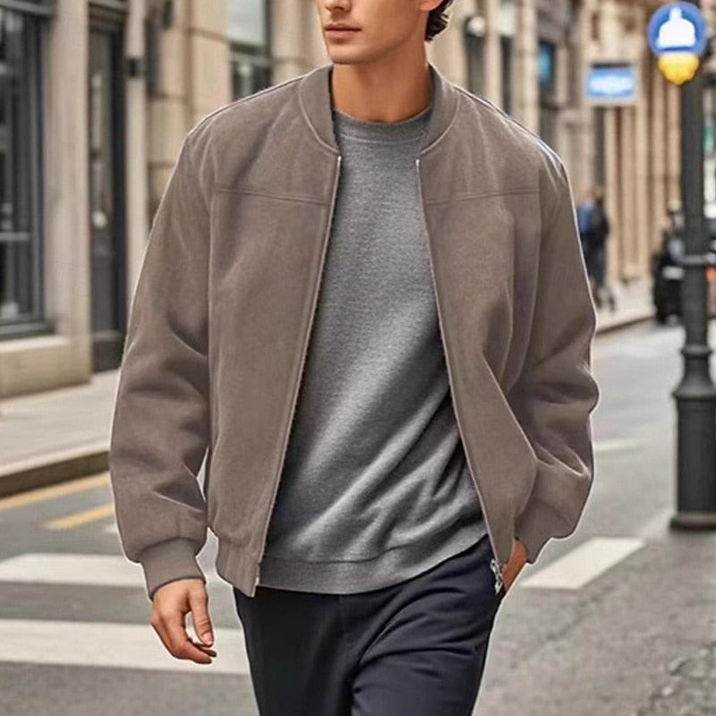 Kessoro men's lightweight stand-collar zip-up jacket in dark blue, blue, camel, black and army green – image 8 of 14