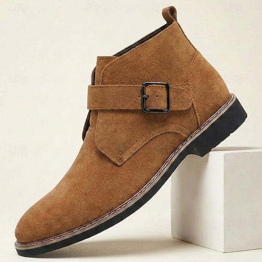 Kessoro men's buckle detail business casual ankle boots in brown - view 1