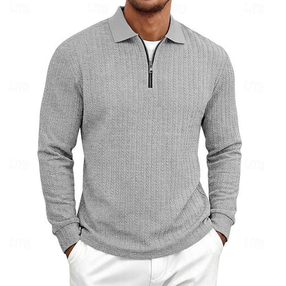 Kessoro men's textured quarter-zip polo shirt in one of six colourways, view 7 of 10
