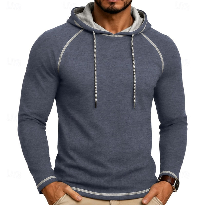 Kessoro men's raglan-sleeve drawstring pullover hoodie in assorted colourways, view 10