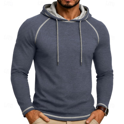 Kessoro men's raglan-sleeve drawstring pullover hoodie in assorted colourways, view 10