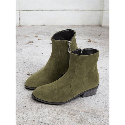 Kessoro women's side-zip low block heel ankle boots in brown, green and black - view 9