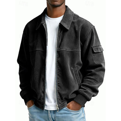 Kessoro Men's Ribbed Textured Jacket in navy blue, dark green, brown and more colours, image 8 of 13.