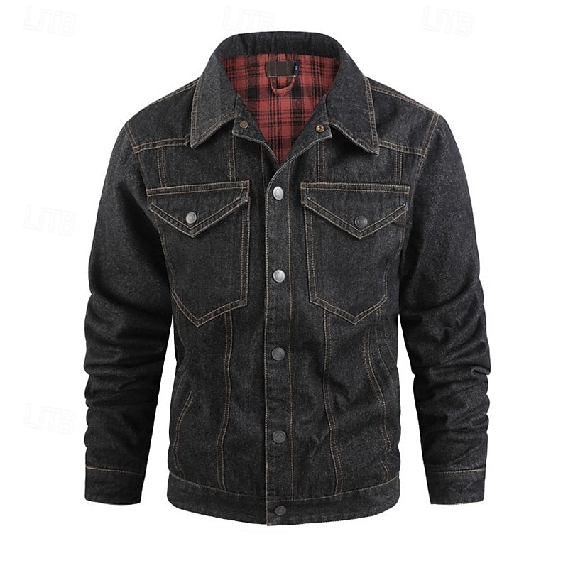 Kessoro men's rugged check-lined everyday jacket in brown, dark blue, black and green