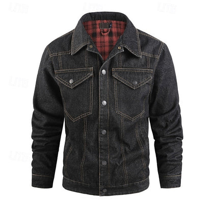 Kessoro men's rugged check-lined everyday jacket in brown, dark blue, black and green