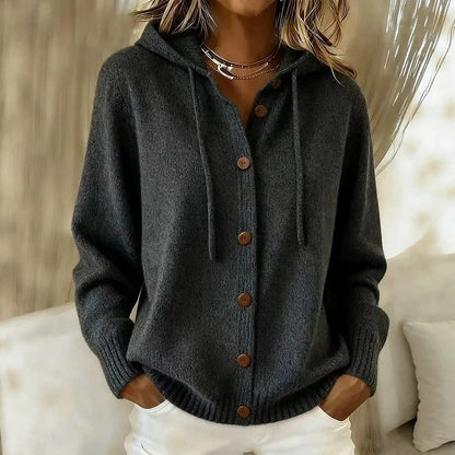 Kessoro hooded button down drawstring cardigan for women, view 5