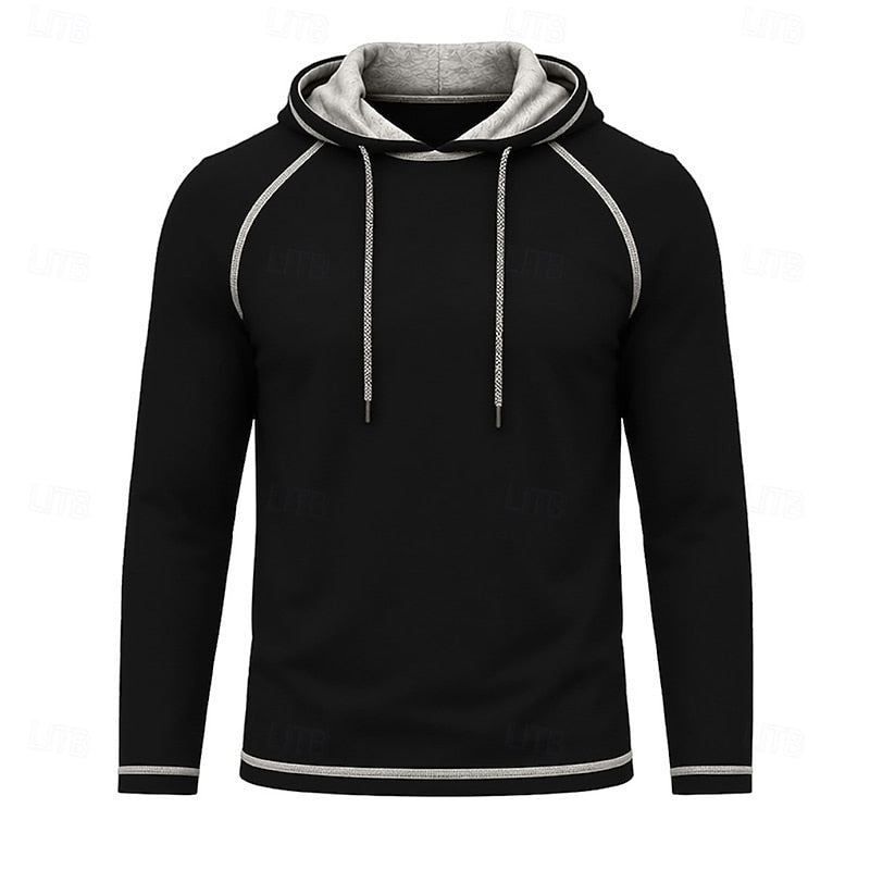 Kessoro men's raglan-sleeve drawstring pullover hoodie in assorted colourways, view 5