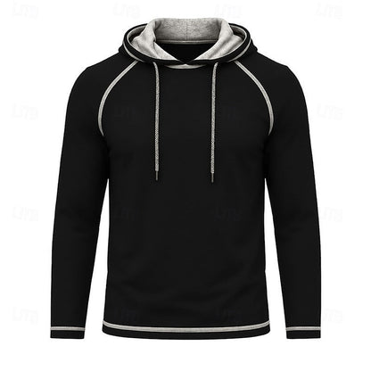 Kessoro men's raglan-sleeve drawstring pullover hoodie in assorted colourways, view 5