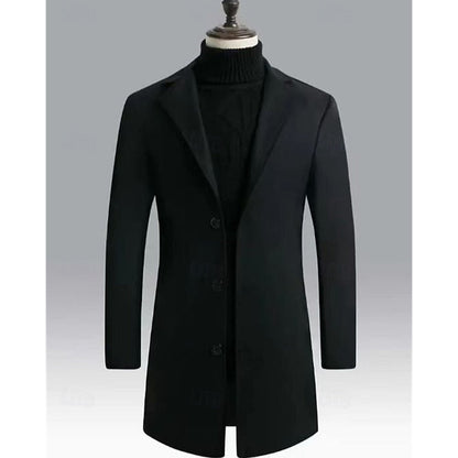 Kessoro men's classic long tailored overcoat in dark grey, black and red