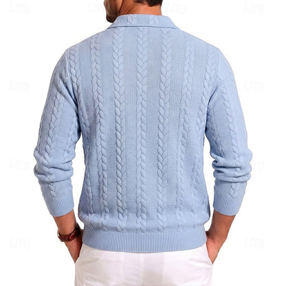 Kessoro men's textured quarter-zip knit sweater in one of five colourways, view 4 of 10