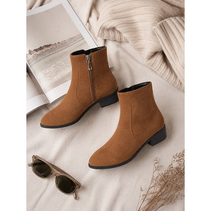 Kessoro women's side-zip low block heel ankle boots in brown, green and black - view 3