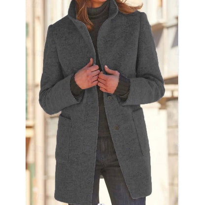 Kessoro women's refined stand-collar tailored coat in blue, light purple, dark green and black
