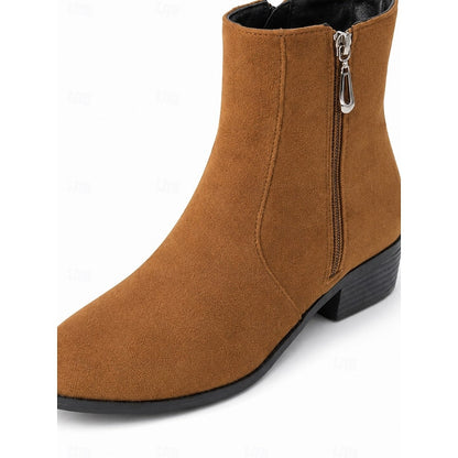 Kessoro women's side-zip low block heel ankle boots in brown, green and black - view 2