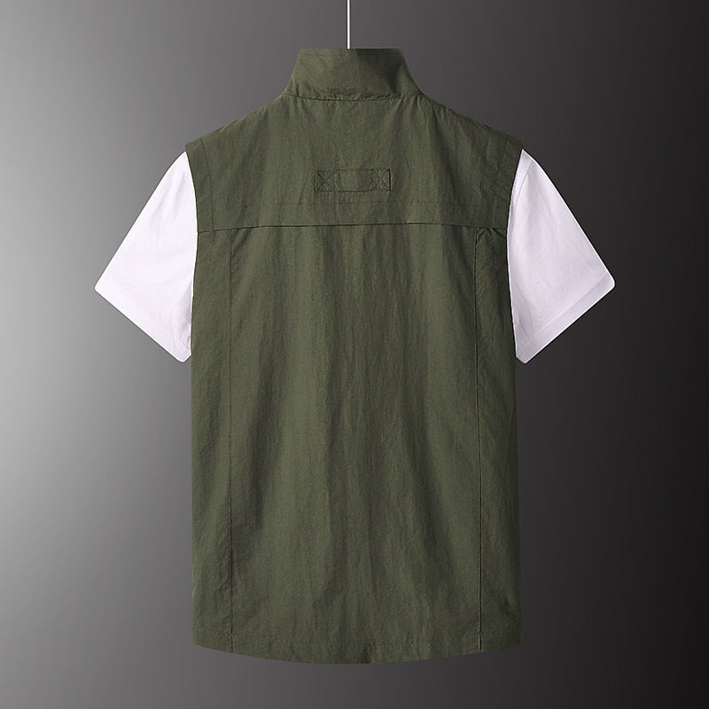 Kessoro men's lightweight multi-pocket utility vest in grey – image 2 of 3