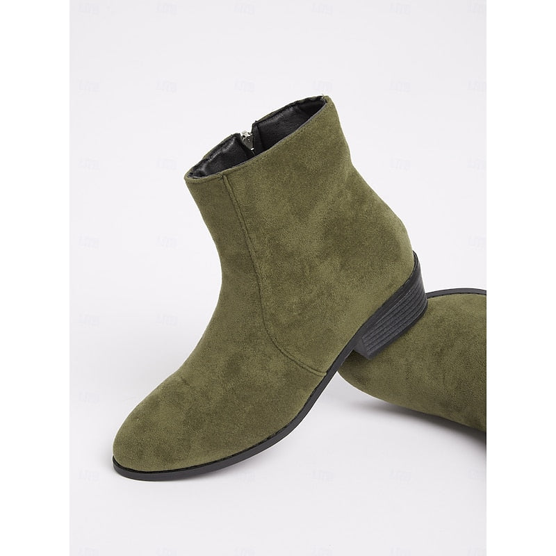 Kessoro women's side-zip low block heel ankle boots in brown, green and black - view 10