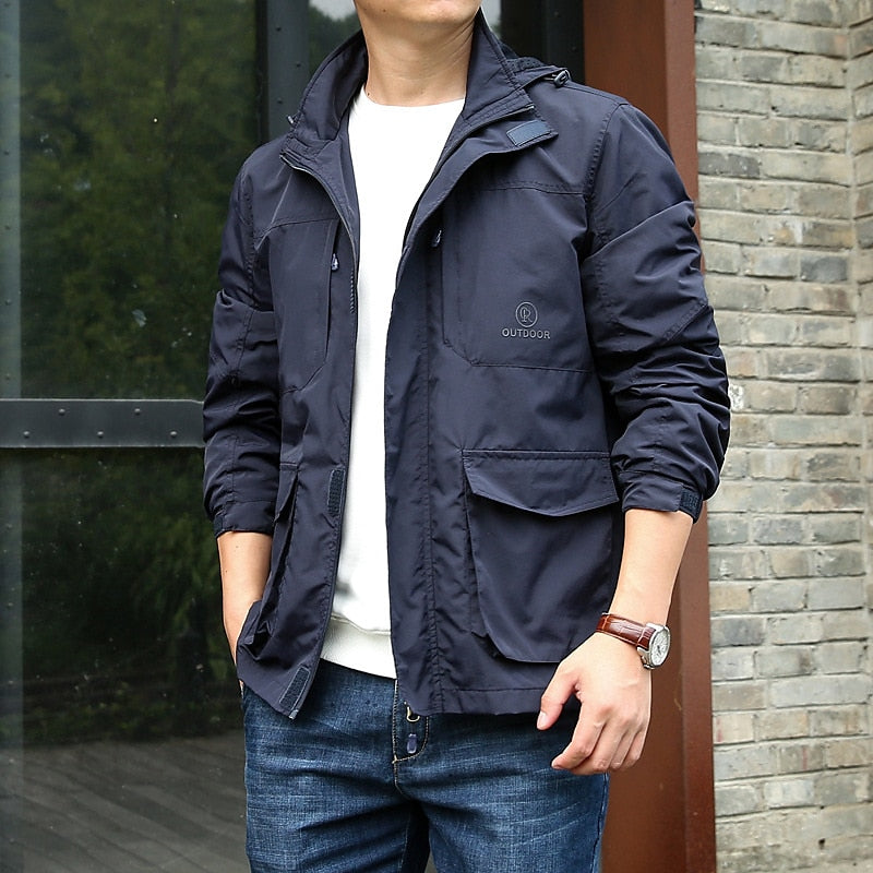 Kessoro men's rugged multi-pocket utility jacket in khaki, grey, dark blue and black – image 5 of 6