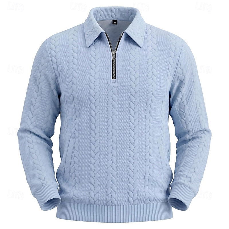 Kessoro men's textured quarter-zip knit sweater in one of five colourways, view 5 of 10