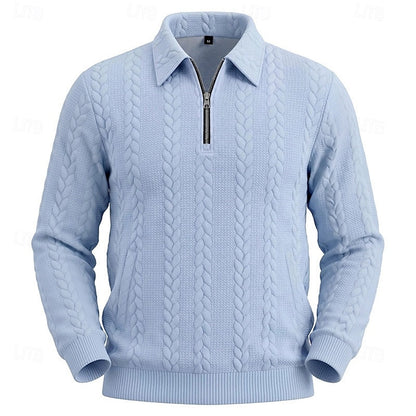 Kessoro men's textured quarter-zip knit sweater in one of five colourways, view 5 of 10