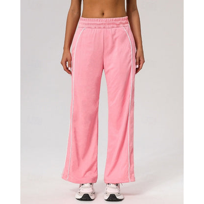 Kessoro women's relaxed side-stripe straight-leg joggers in wine, black or pink
