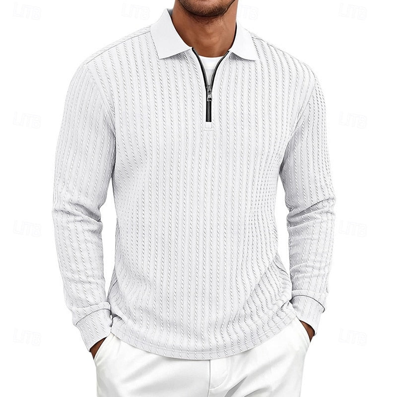 Kessoro men's textured quarter-zip polo shirt in one of six colourways, view 8 of 10