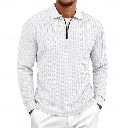 Kessoro men's textured quarter-zip polo shirt in one of six colourways, view 8 of 10