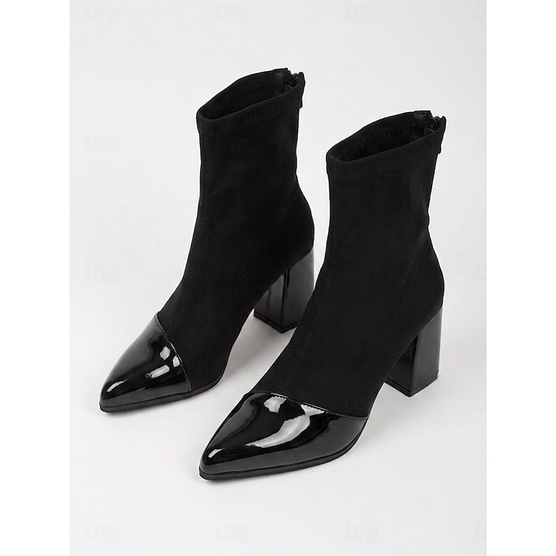 Kessoro women's cap-toe chunky block heel ankle boots in black and brown - view 6