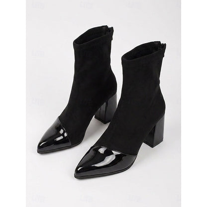 Kessoro women's cap-toe chunky block heel ankle boots in black and brown - view 6