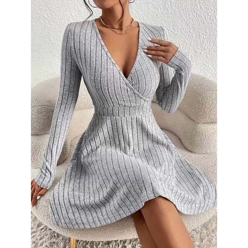Kessoro women's wrap-neck A-line dress with a defined waist and softly flared skirt