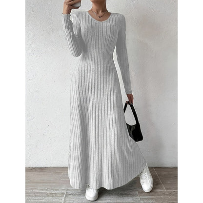 Kessoro women's ribbed long-sleeve fitted maxi dress with an elongating silhouette