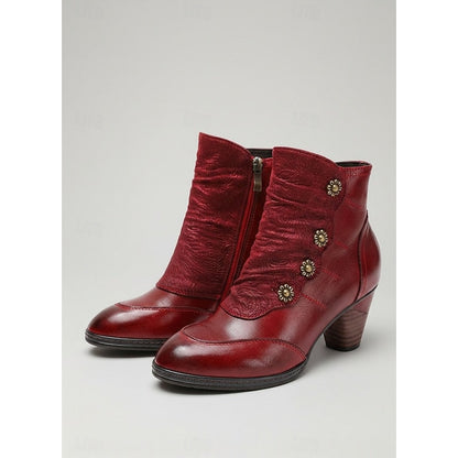 Kessoro women's stacked block heel side-zip ankle boots in wine, blue and black - view 8