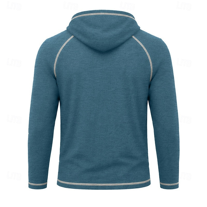Kessoro men's raglan-sleeve drawstring pullover hoodie in assorted colourways, view 3