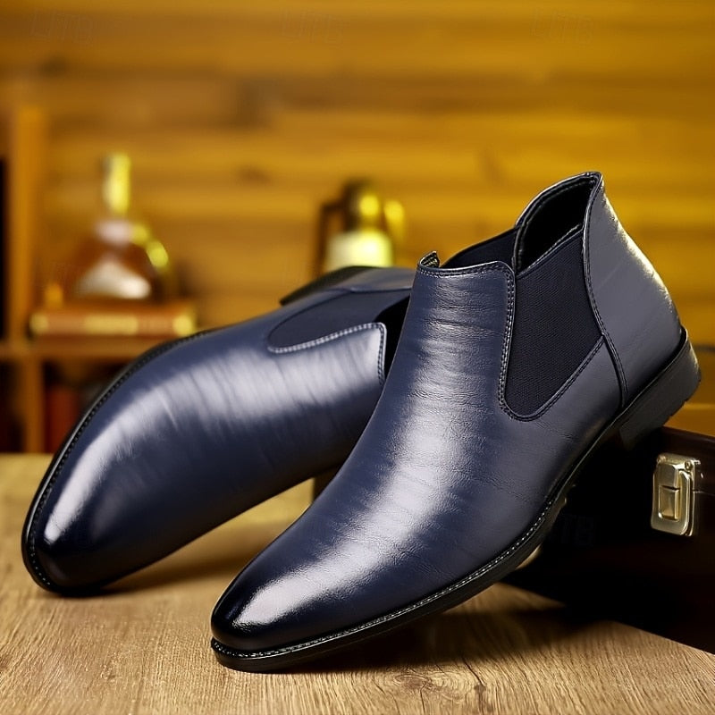 Kessoro men's classic slip-on Chelsea boots in blue and black - view 4