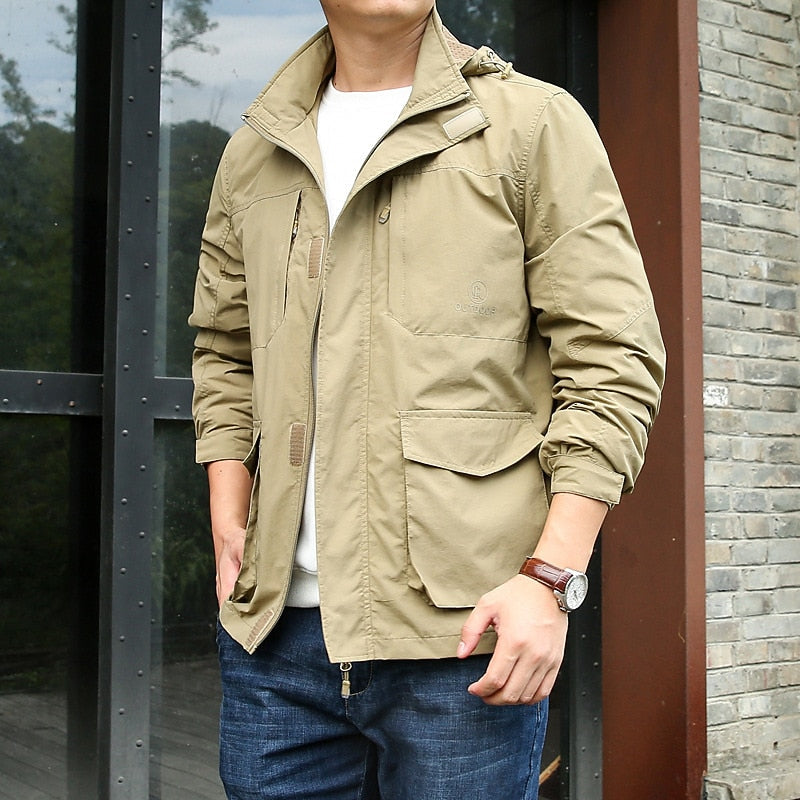 Kessoro men's rugged multi-pocket utility jacket in khaki, grey, dark blue and black – image 2 of 6