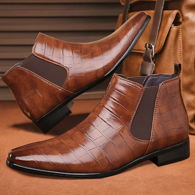 Kessoro Men's Polished Slip-On Chelsea Boots in black and brown tones - men's footwear, view 6 of 13