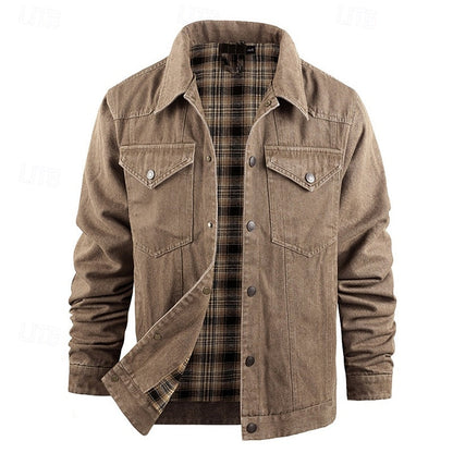 Kessoro men's rugged check-lined everyday jacket in brown, dark blue, black and green