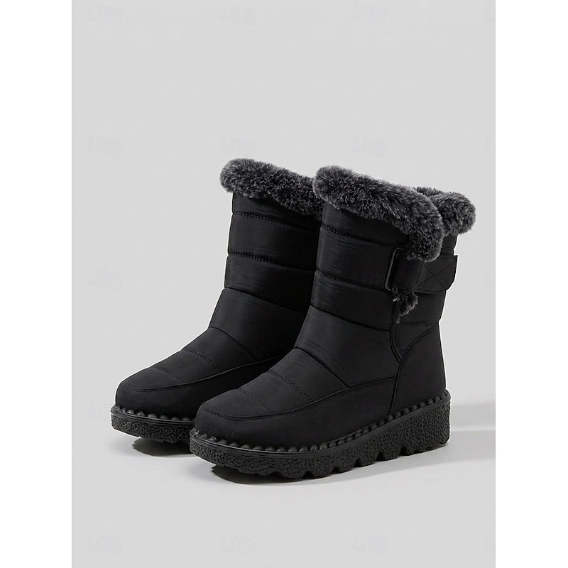Kessoro Women's Quilted Fur-Trimmed Snow Boots in black and blue - women's footwear, view 1 of 12
