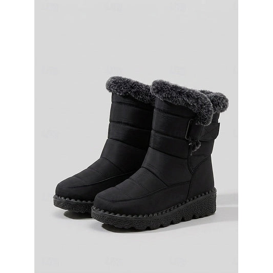 Kessoro Women's Quilted Fur-Trimmed Snow Boots in black and blue - women's footwear, view 1 of 12