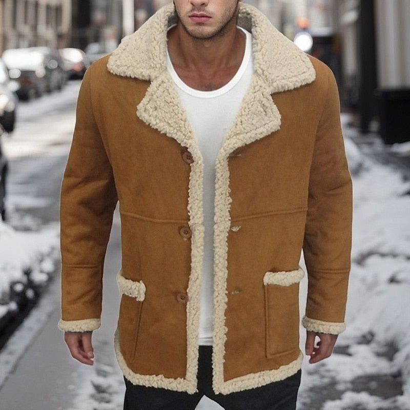 Kessoro Men's Plush-Lined Winter Jacket in yellow, red, coffee and more colours, image 1 of 3.