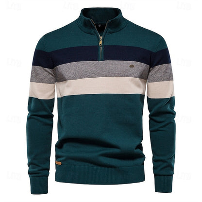 Kessoro quarter-zip ribbed knit sweater for men in Green, view 7