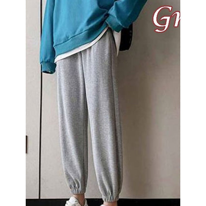 Kessoro women's high-waist fleece-lined drawstring joggers in pink, grey, black or yellow