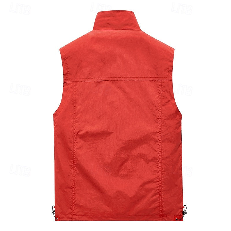 Kessoro men's multi-pocket outdoor utility vest in dark blue, red, khaki, army green and black – image 4 of 7
