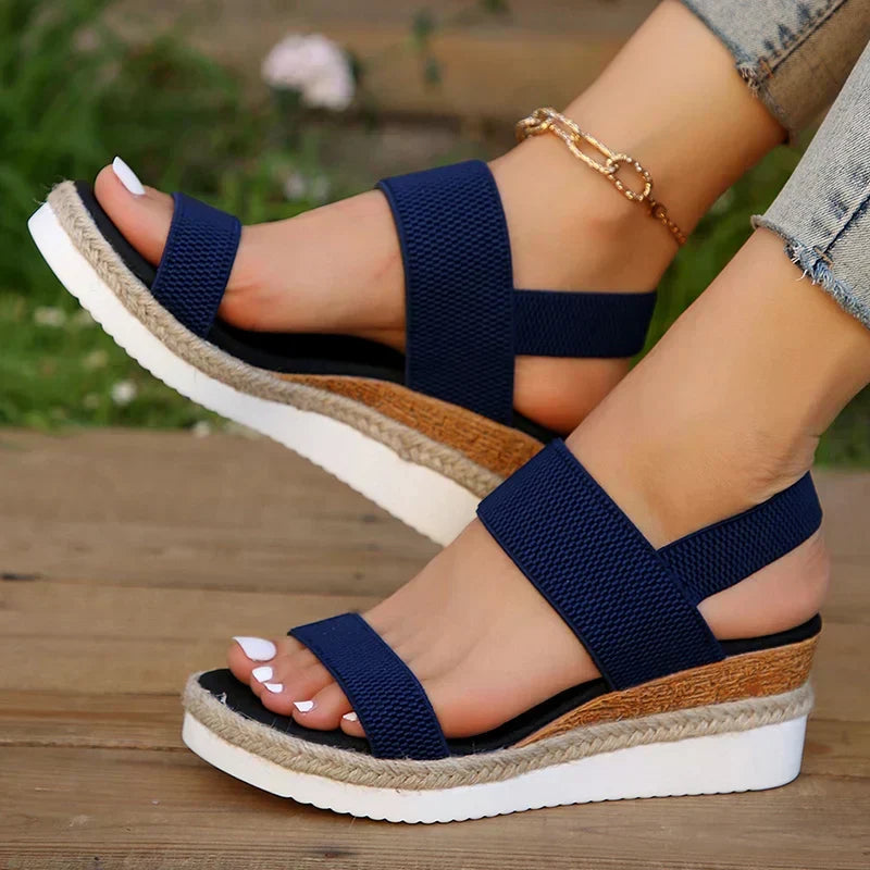 Women's classic orthopedic comfort sandal in brown, black and blue with cushioned sole