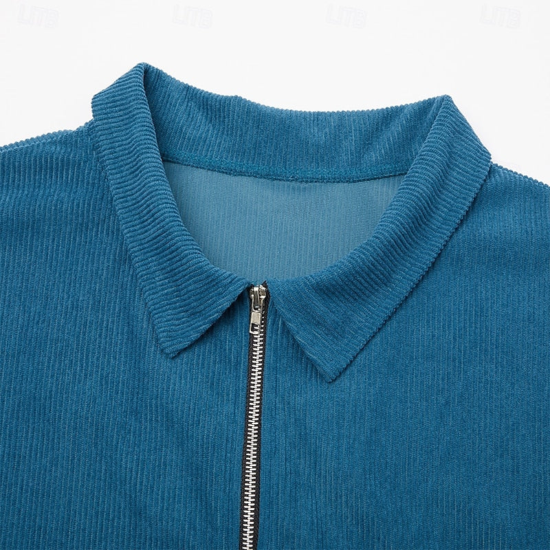 Kessoro Men's Ribbed Textured Jacket in navy blue, dark green, brown and more colours, image 10 of 13.