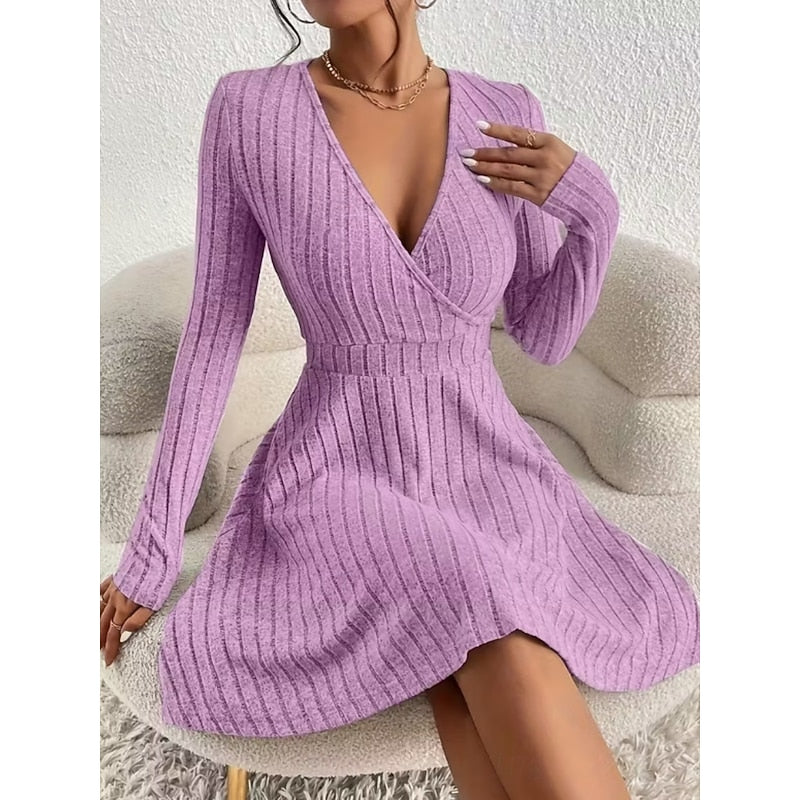 Kessoro women's wrap-neck A-line dress with a defined waist and softly flared skirt