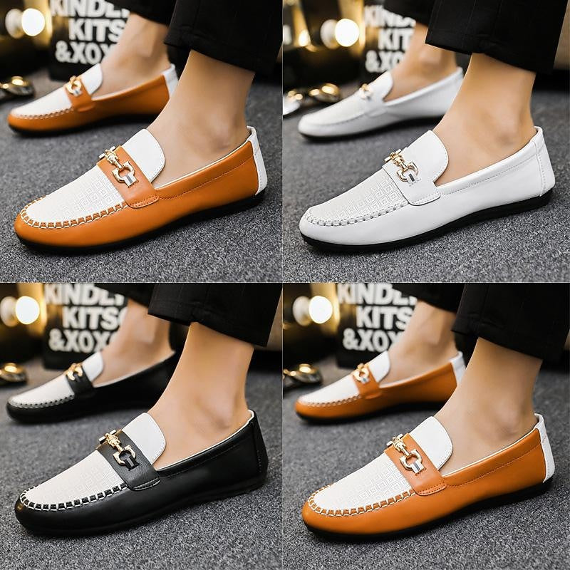 Kessoro men's refined slip-on bit loafers in black, white and yellow - product view 11