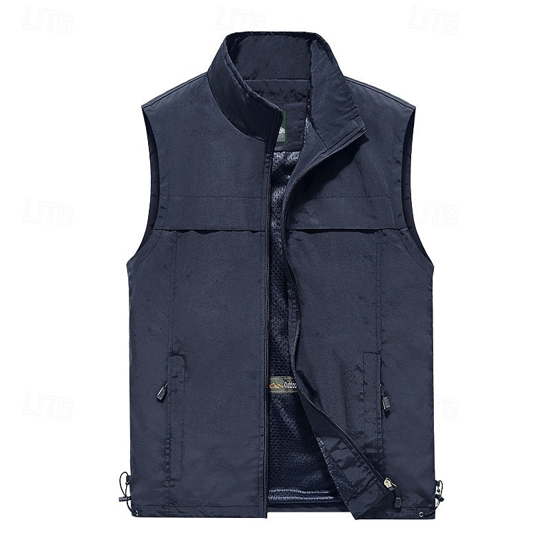 Kessoro men's multi-pocket outdoor utility vest in dark blue, red, khaki, army green and black – image 1 of 7