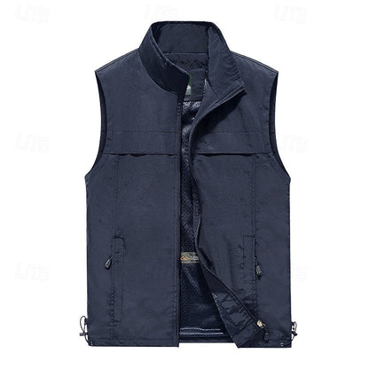 Kessoro men's multi-pocket outdoor utility vest in dark blue, red, khaki, army green and black – image 1 of 7