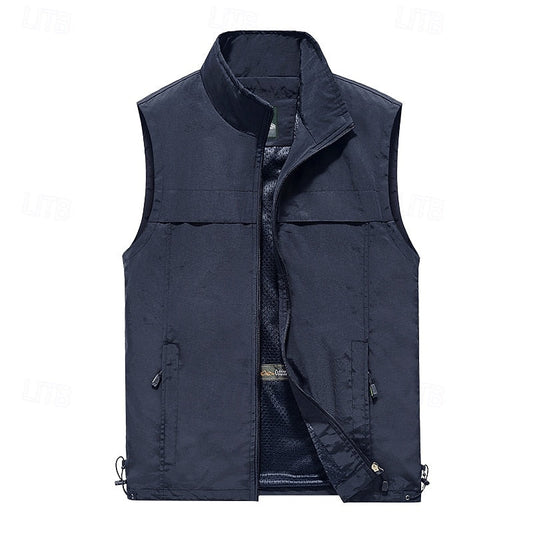 Kessoro men's multi-pocket outdoor utility vest in dark blue, red, khaki, army green and black – image 1 of 7
