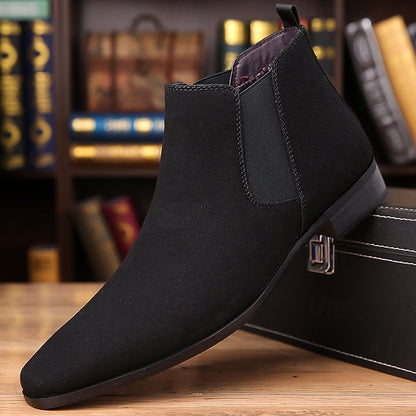 Kessoro men's classic elastic side panel ankle Chelsea boots in red brown, coffee, black, beige and blue - view 3